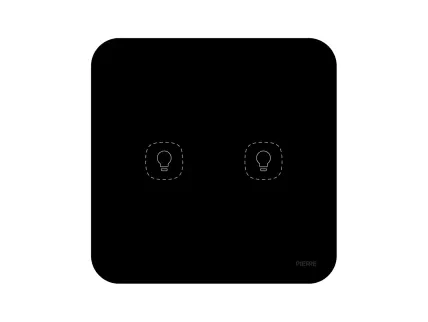 Curved Series 2 Gang Light Switch - Black (no Neutral)