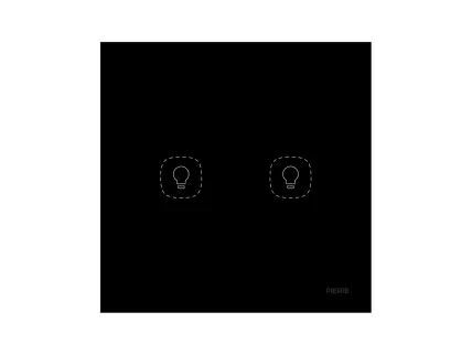 Flat Series 2 Gang Light Switch - Black (no Neutral)