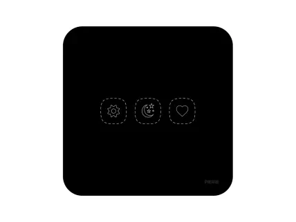 Curved Series 3 Gang Wireless Scene Switch - Black (BATT)