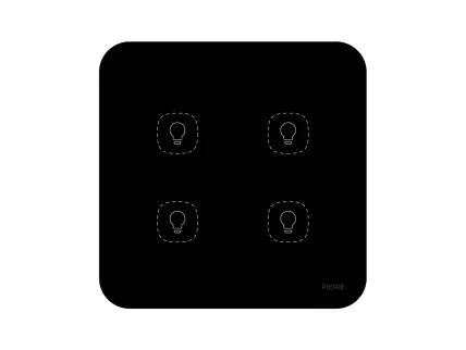 Curved Series 4 Gang Light Switch - Black (L+N)