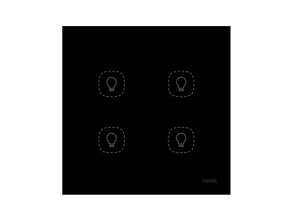 Flat Series 4 Gang Light Switch - Black (L+N)