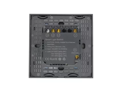 Flat Series 2 Gang Light Switch - Black (no Neutral)