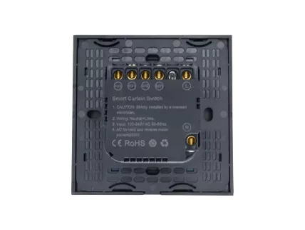 Flat Series 2 Gang Blind/Curtain Switch - Black (L+N)