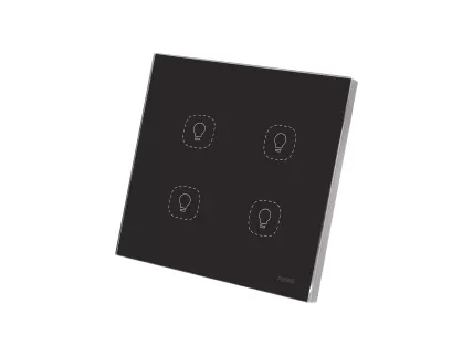 Flat Series 4 Gang Light Switch - Black (L+N)