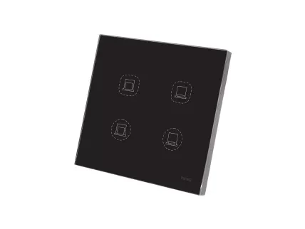 Flat Series 2 Gang Blind/Curtain Switch - Black (L+N)