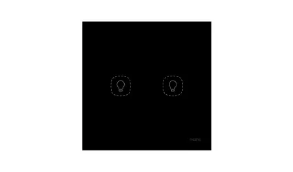 Flat Series 2 Gang Light Switch - Black (no Neutral)