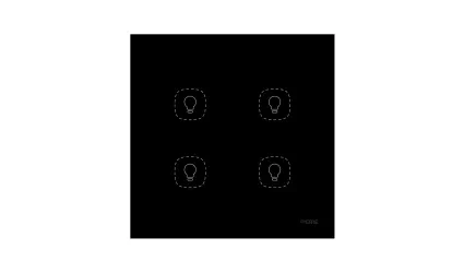 Flat Series 4 Gang Light Switch - Black (L+N)