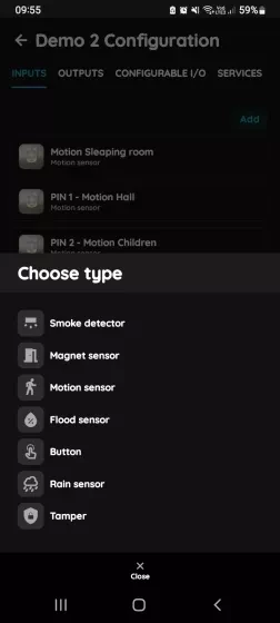 Choose type - Inputs