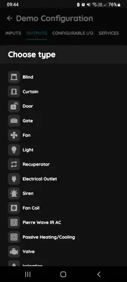 Choose type in PIERRE Partner application