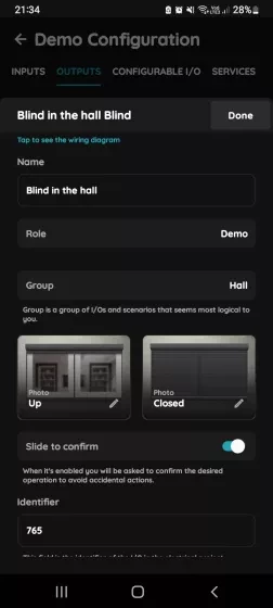 Edit Blind in the PIERRE Partner application