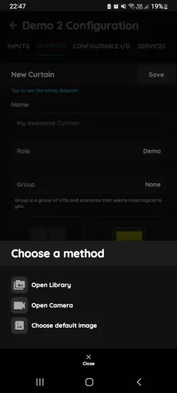 Change photo - Curtain in PIERRE Partner application