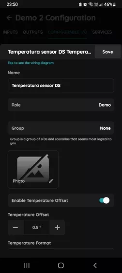I/Os - Temperature sensor 