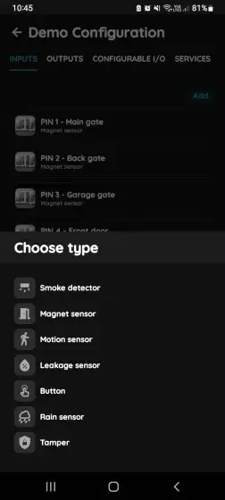 Choose type - Inputs