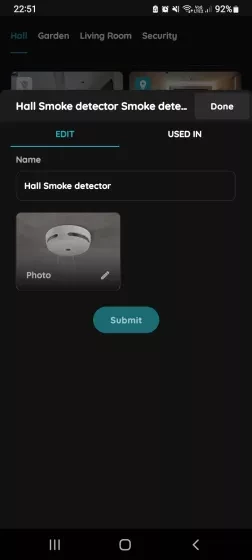 Edit Smoke detector from the Dashboard