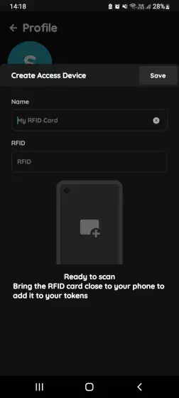 Create Access Device - RFID Card