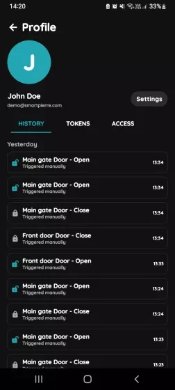 Open Your Profile, History, Tokens, Access