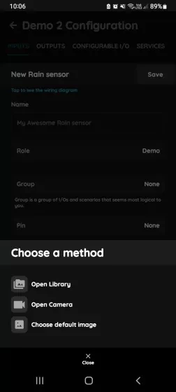 Change picture - Rain Sensor in PIERRE Partner app