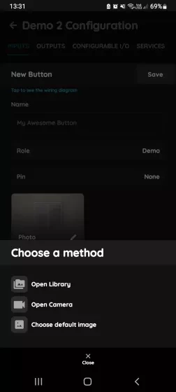 Change photo - Button in  PIERRE Partner app