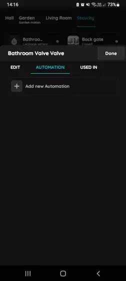 Add new Automation - Valve and Leakage sensor