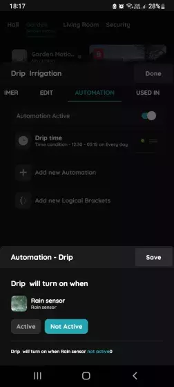 Existing I/O - Rain sensor - status