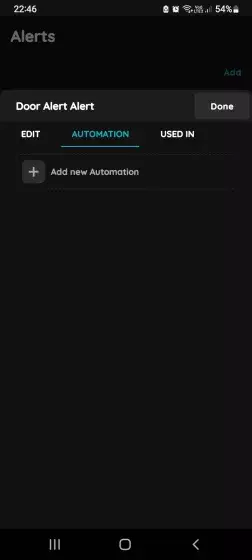 Add new Automation - Alert and Magnet Contact sensor