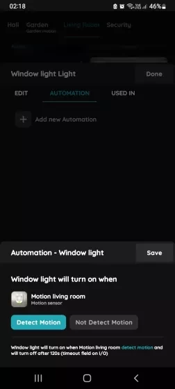 Automation - Light and Motion sensor