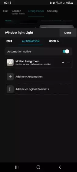 Confirm automation for Light and Motion sensor