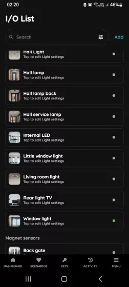 Find Light on the I/O list