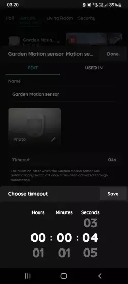 Timeout - Motion sensor