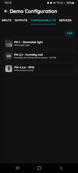 Configurable I/O list - RFID reader