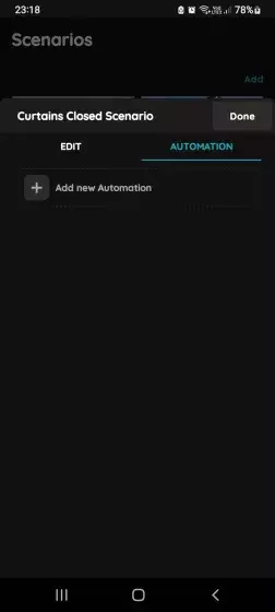 Add new Automation - Automated Scenario Curtains