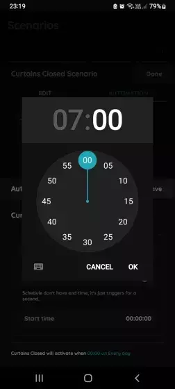 Start time - Automated Scenario - Curtains