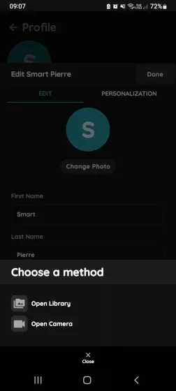 Change photo of the User