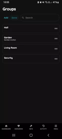 Add Group, Save order, Search Group