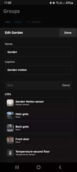 Edit form of the Group