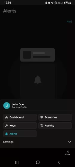 Open Alerts from the Menu