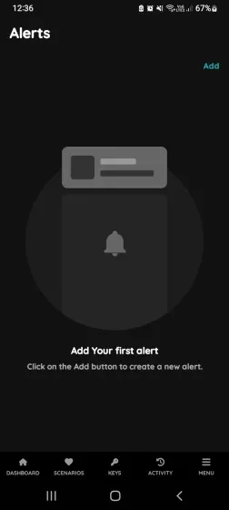 Button Add - New Alert