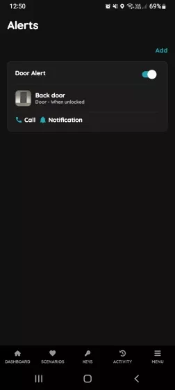 Choose Alert for editing