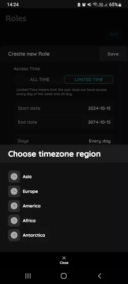 Timezone region