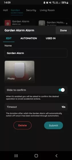 Edit, Automation, Used In - Alarm