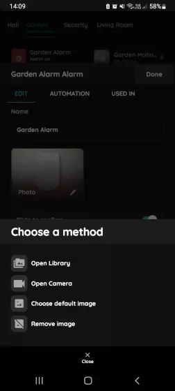 Change a photo - Alarm