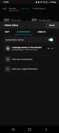 + add new Automation - Valve