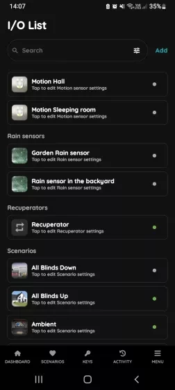 Open I/O list - Recuperator