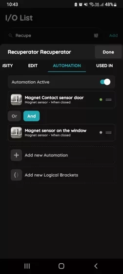 + Add new Automation - Recuperator 