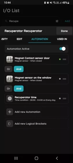 Confirm all conditions in automation - Recuperator