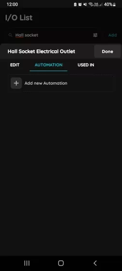 + Add new Automation - Electrical Outlet