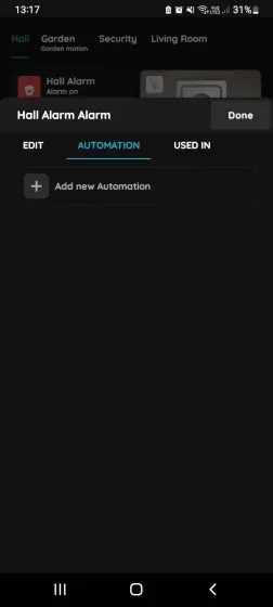 + Add new Automation - Alarm