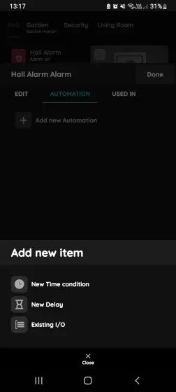 Add new item - Alarm