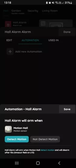 Existing I/O - Alarm - status of added I/O