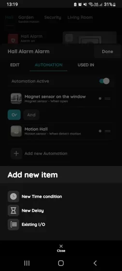 Add new item - Alarm